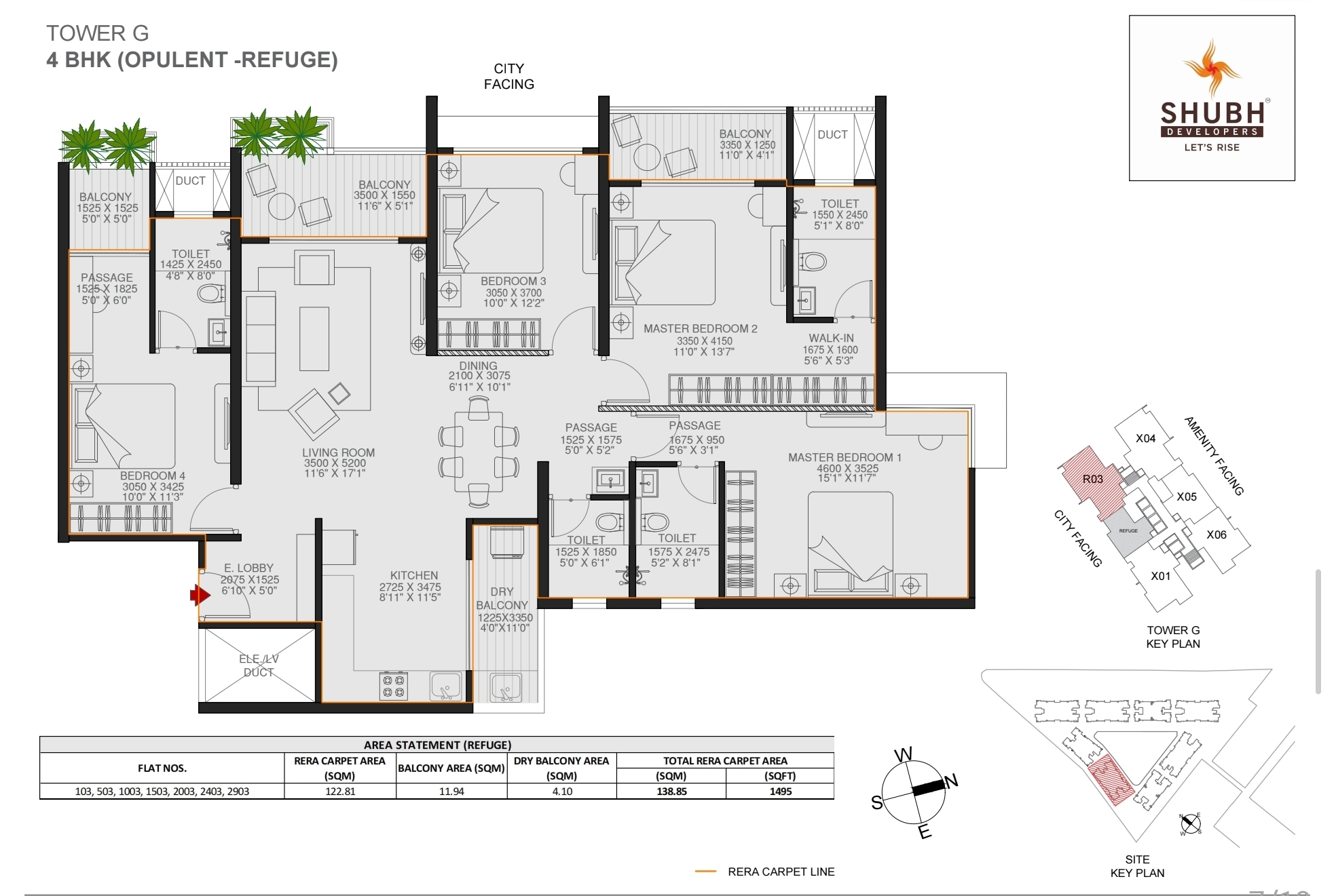 4 BHK Type 01 1855 sqft floor plan