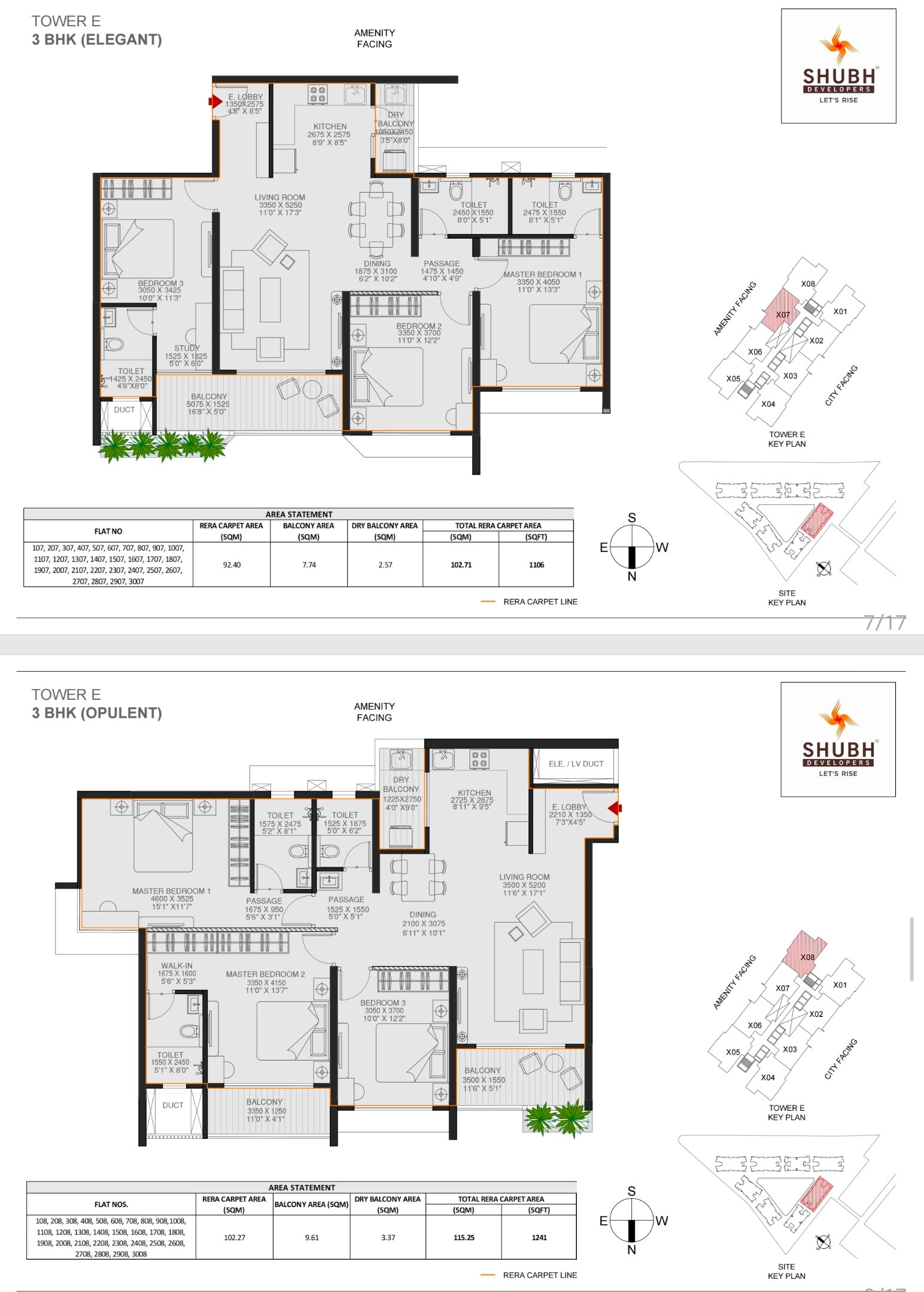 3 BHK Type 01 1309 sqft floor plan